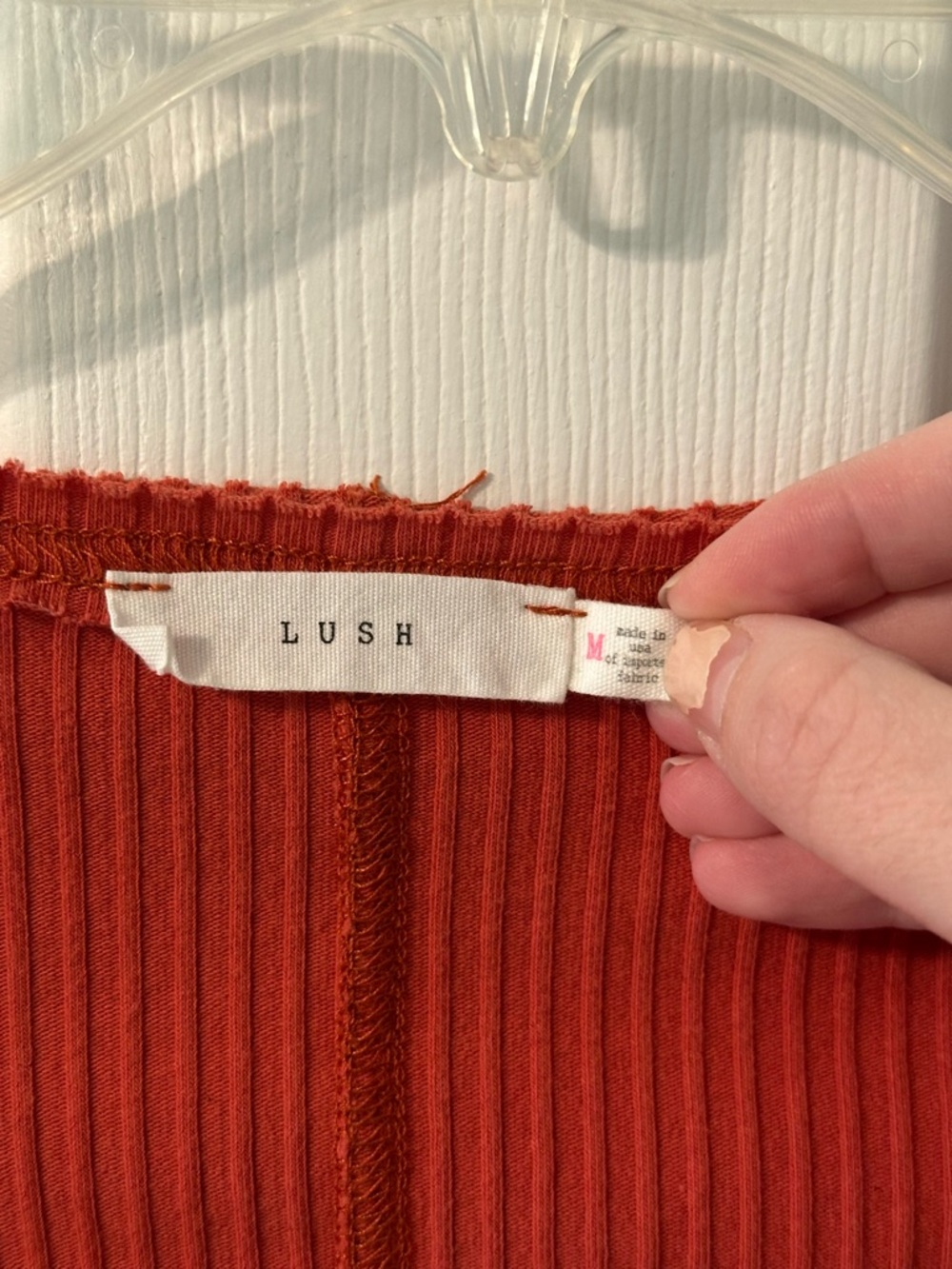 Ribbed Long-Sleeve Square Neck Top - Red Clay - Picture 2 of 4